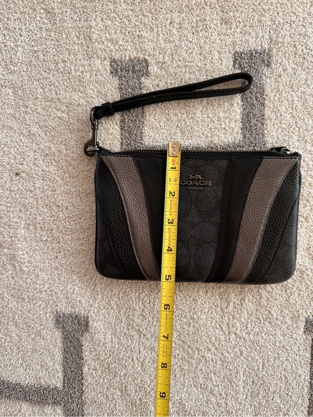 Coach Two-Tone Black and Gray Leather Wristlet